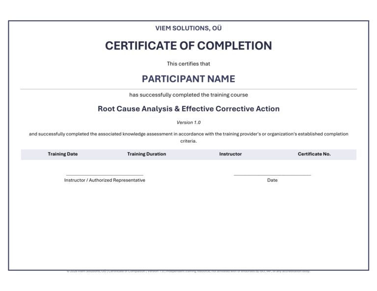 Editable Certificate of Completion preview