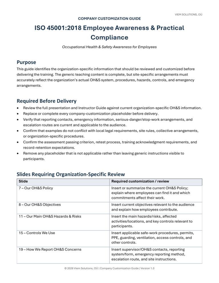 Company Customization Guide preview page