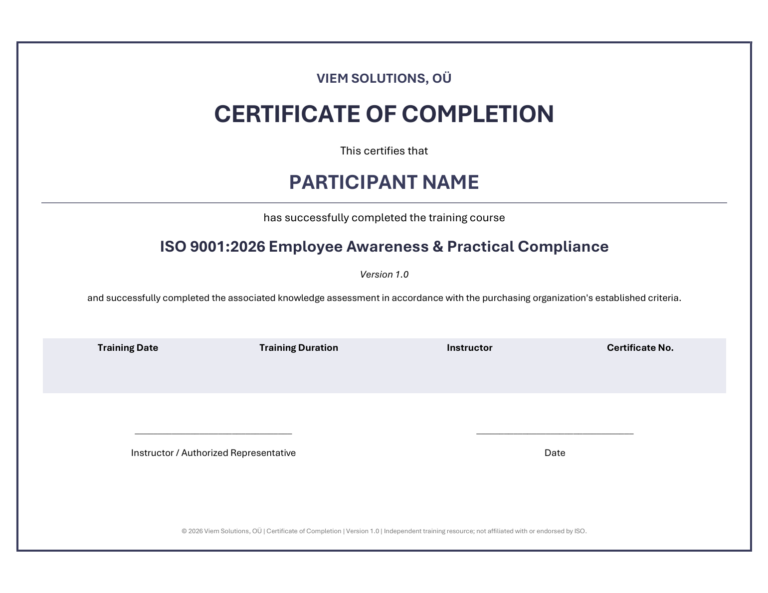 Editable Certificate of Completion preview