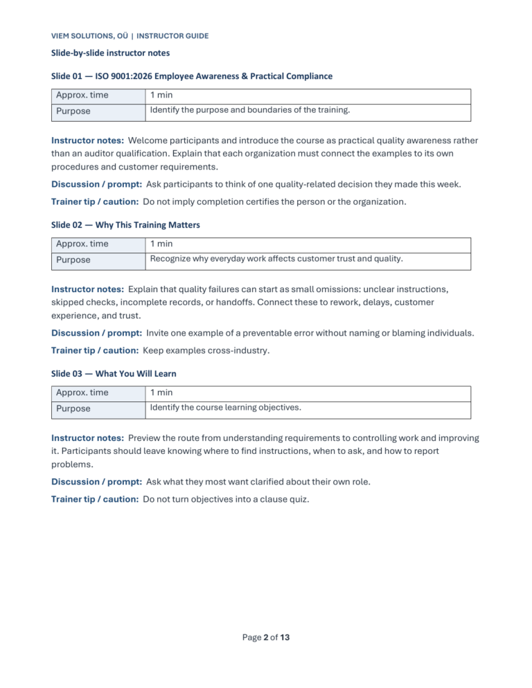 Instructor Guide preview page